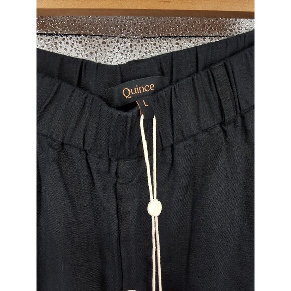 Quince Womens European Linen Pants L Black Elastic Waist - Picture 6 of 8